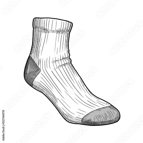Classic white athletic sock with ribbed texture and heel padding  