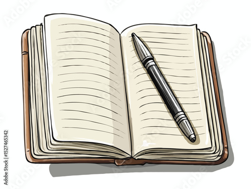 Notebook and pen vector art