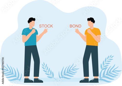 Diversify portfolio investment and rebalance between stocks and bonds, passive invest wealth accumulate concept
