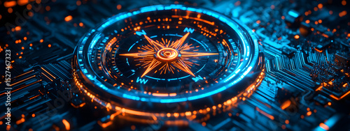 Wallpaper Mural Futuristic Digital Compass Interface Torontodigital.ca