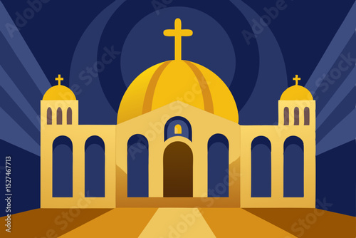 Golden Dome Church A Majestic Architectural Illustration