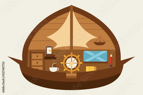 Cross-Section View of a Cozy Boat Interior A Unique Home Design Concept
