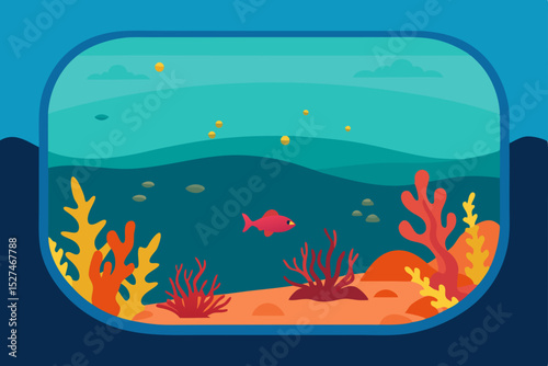 Ocean Life Vibrant Coral Reef Scene Illustration
