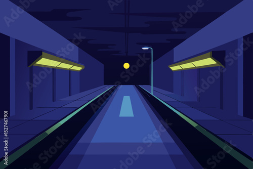 Mysterious Night Alleyway A Digital Illustration of a Dark, Urban Passageway
