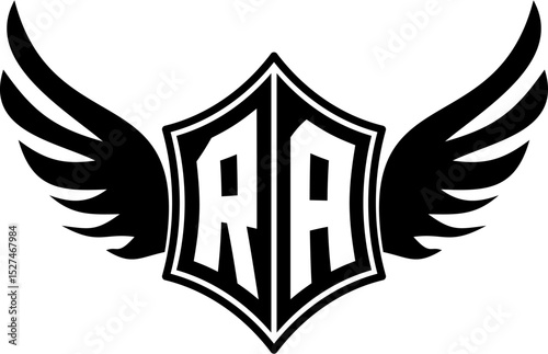 RA logo emblem with winged and shield template