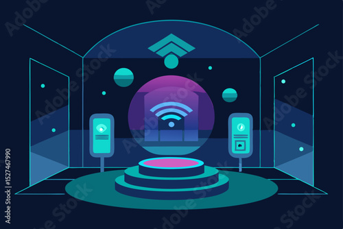 Futuristic Smart Home Technology  Wireless Network and Connected Devices Showcase