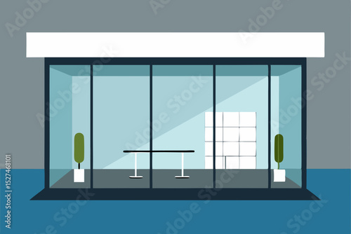 Modern Glass Office Design Minimalist Workspace with Indoor Plants