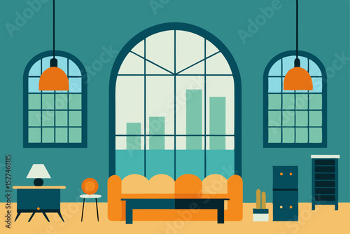 Modern Apartment Interior Design Stylish Living Room with City View