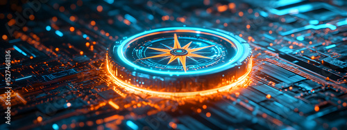 Wallpaper Mural Futuristic Digital Compass Interface Torontodigital.ca