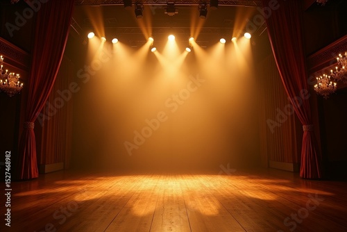 Empty stage awaits the spotlight magic ready for the performance drama unfolds