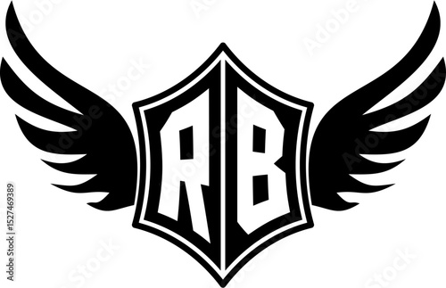 RB logo emblem with winged and shield template
