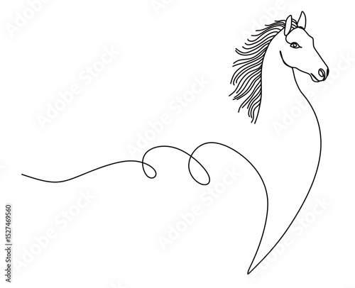 continuous line art of a horse with curved and twisting lines. vector illustration with transparent background