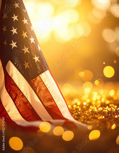 USA flag on the empty space background.