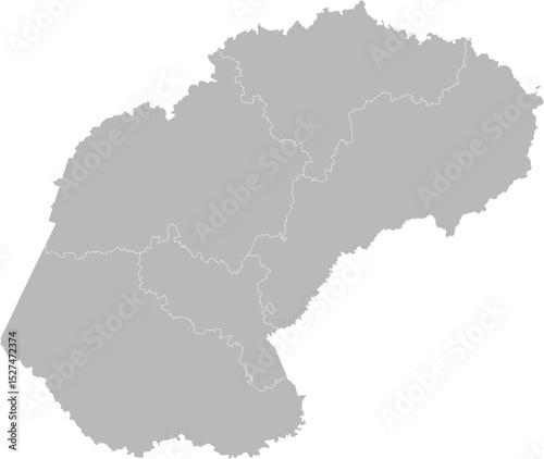 Free State, South Africa – administrative vector map with district boundaries (Web Mercator projection, PPT-compatible & fully editable)