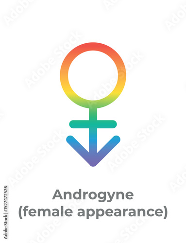Androgyne, gender-queer, gender-neutral, female appearance. LGBT, LGBTQ, LGBTQIA+ symbols. Gender Sex Line Icon. Rainbow gradient. Pride month. Pride LGBT symbols. Pride LGBTQ plus community festival