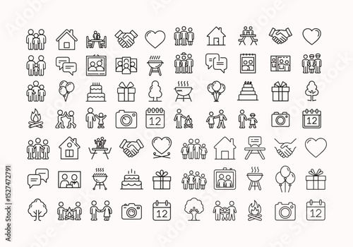 Collection of family reunions thin line icon. family reunions vector icons. editable stroke