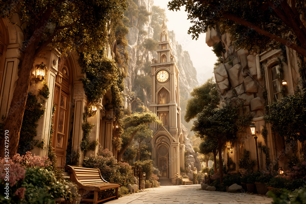 Whimsical Fantasy Landscape Illustration for Storybook Backgrounds Whimsical Fantasy Landscape Illustration for Storybook Backgrounds