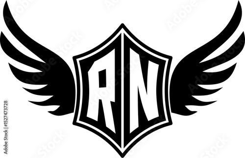 RN logo emblem with winged and shield template