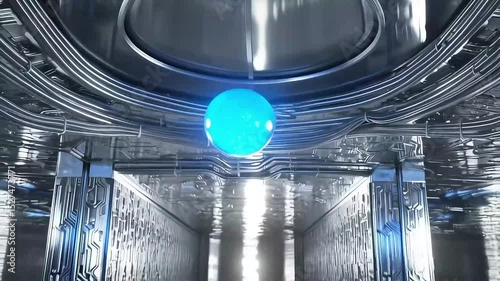 blue glass corridor