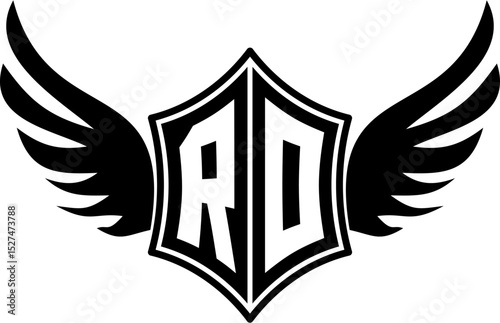 RO logo emblem with winged and shield template