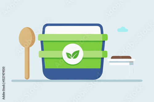 compostable lunch box icon on desk