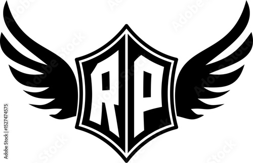 RP logo emblem with winged and shield template
