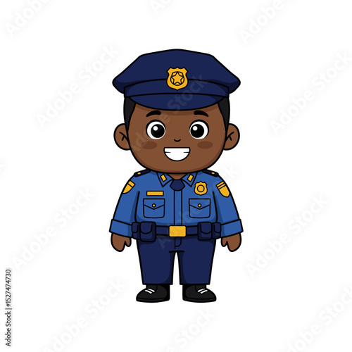 Happy cute little kid boy wearing police uniform