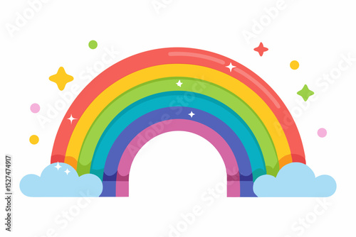 rainbow arch small stars clouds symboli
