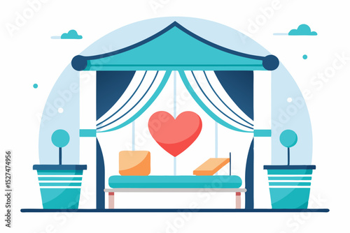 romantic beach cabana icon flowing curtains