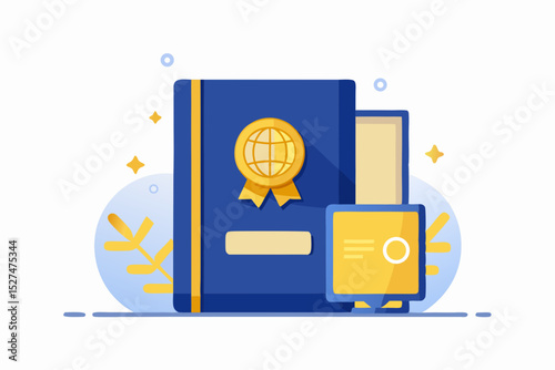 exclusive passport icon gold stamp
