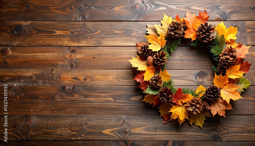 Fototapeta premium autumn leaves on wooden background