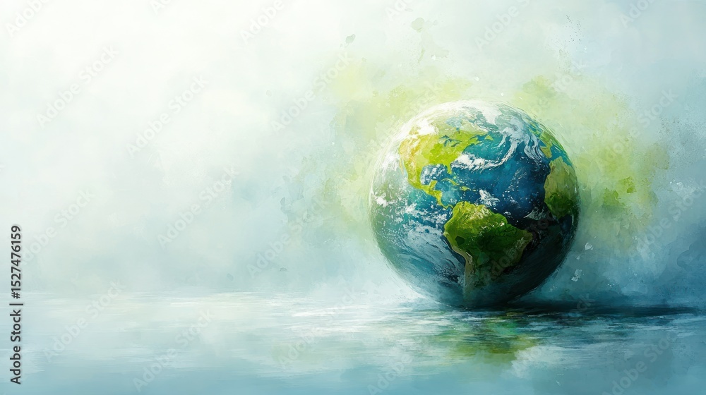 Fototapeta premium Earth, serene, watercolor style