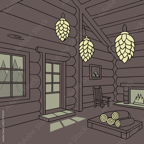 An abstract interpretation of pine cones using geometric fractals and metallic gradients