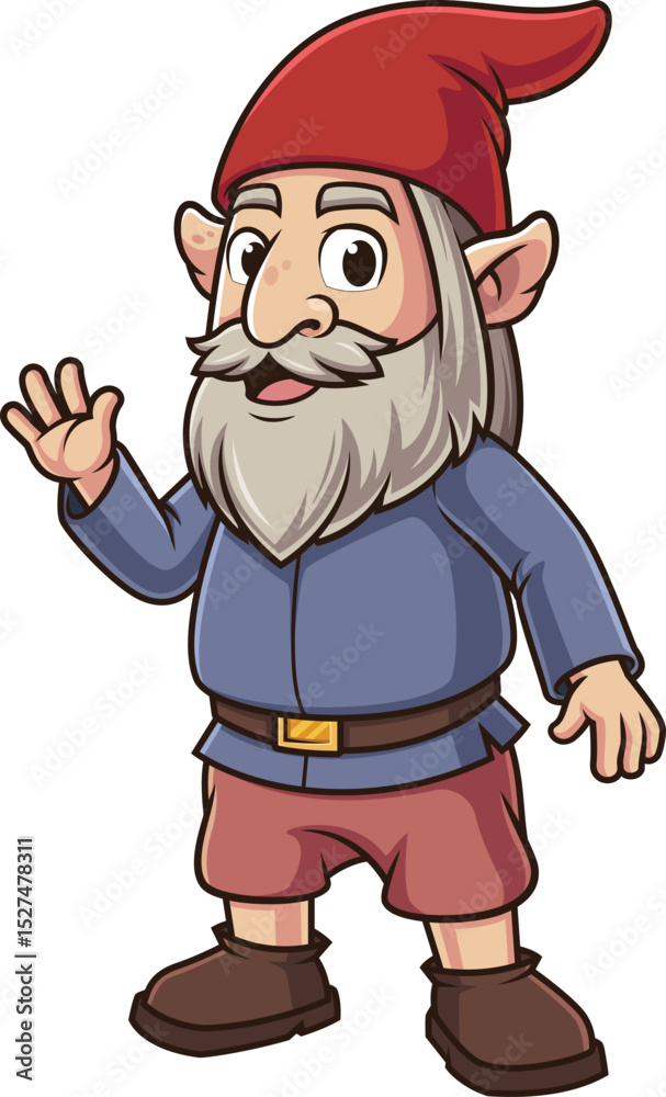 Obraz premium Cartoon Gnome Waving Hello Vector Image