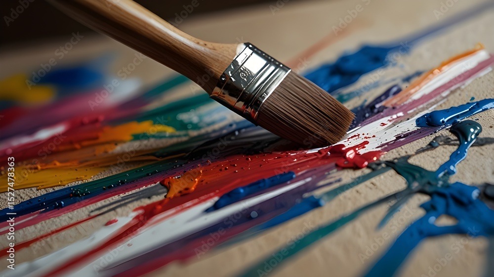 Paintbrush strokes on a canvas in macro view Paintbrush strokes on a canvas in macro view