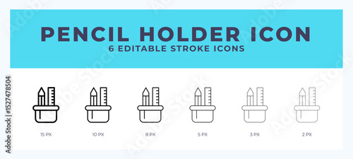 Pencil holder icon illustration vector with editable stroke.