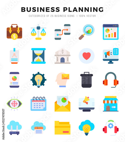 Simple Set of Business Planning Related Vector Flat Icons.