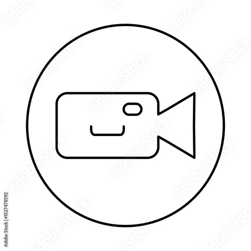 Circular outline video cam icon for media use