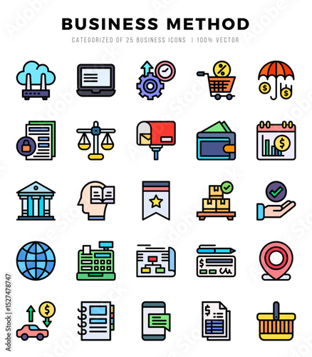 Set of Business Method icons in Lineal Color style. Lineal Color Icons symbol collection.