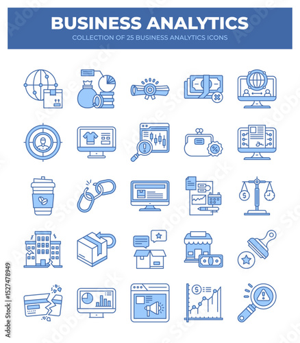 Collection of Business Analytics Icons. Data Analysis. Marketing. Finance. and More