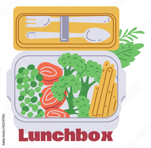 Bento box lunch illustration in vector style