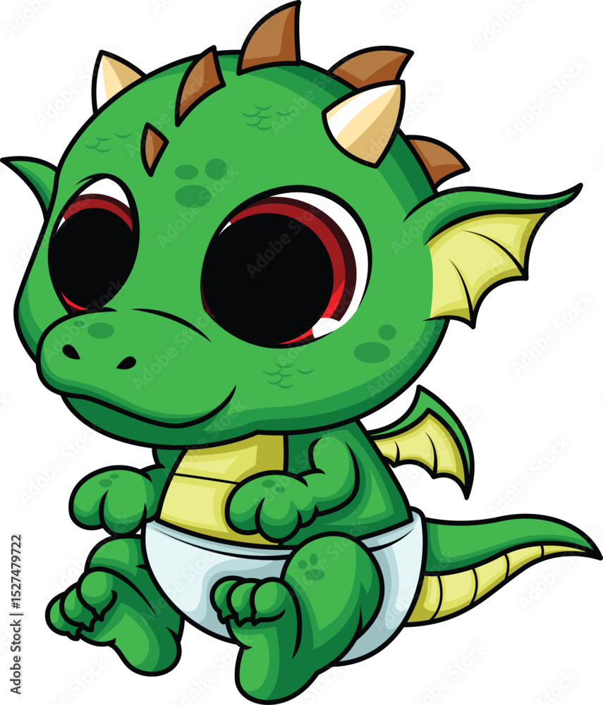 Obraz premium Cute Baby Dragon Vector Image