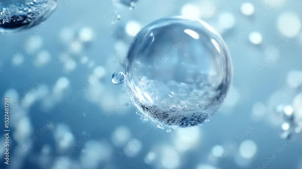 Macro Shot of Translucent Water Bubbles Against a Soft Blue Gradient Background Featuring Clean Lines and High Detail Perfect for Stock Photography Macro Shot of Translucent Water Bubbles Against a Soft Blue Gradient Background Featuring Clean Lines and High Detail Perfect for Stock Photography