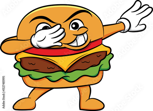 Dabbing Hamburger Sandwich Vector Image