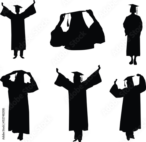 Graduation female silhouette set. Good use for symbol, logo, web icon, sign, or any design you want.