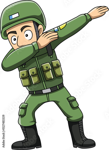 Dabbing Soldier Character Vector Image