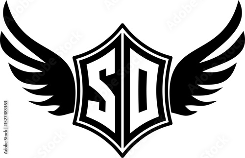 SO logo emblem with winged and shield template