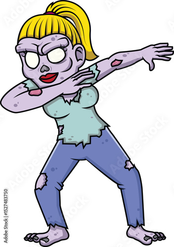 Dabbing Female Zombie Character Vector Image