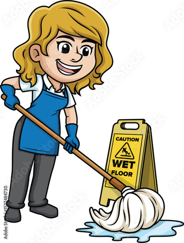 Woman Mopping The Floor Vector Image