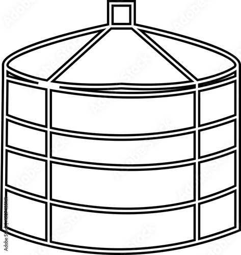 storage tank icon, The cylindrical structure showcases a weathered texture, hinting at a history of storage and industry, Modern outline tank logo concept, vector design template elements icons,